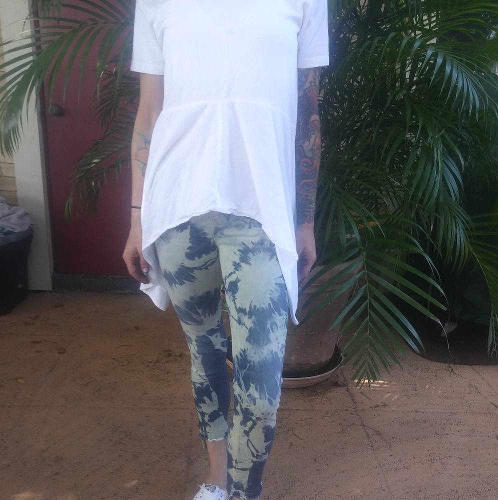 Bleach-dyed ankle length jeggings